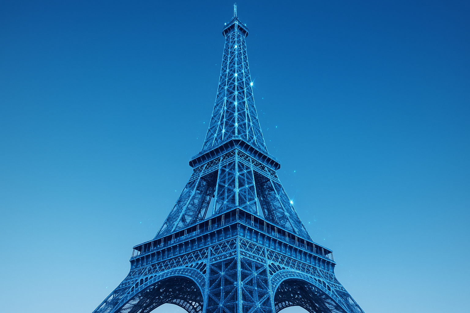 Sparkling blue Eiffel Tower 